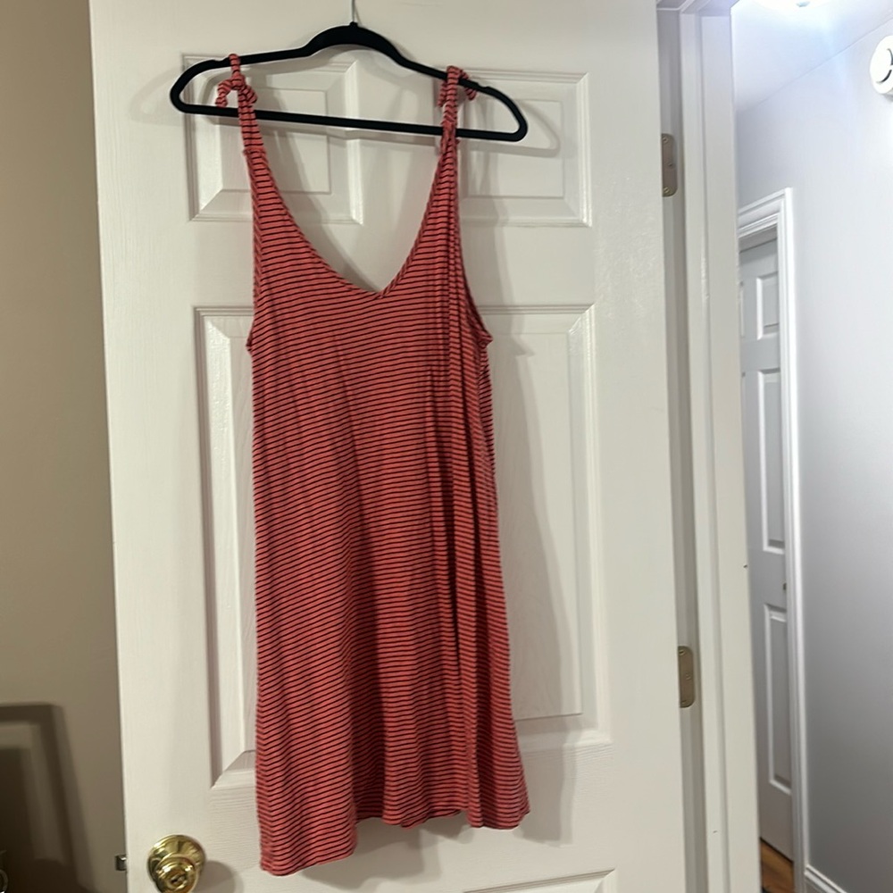 Coral and Navy Striped Dress